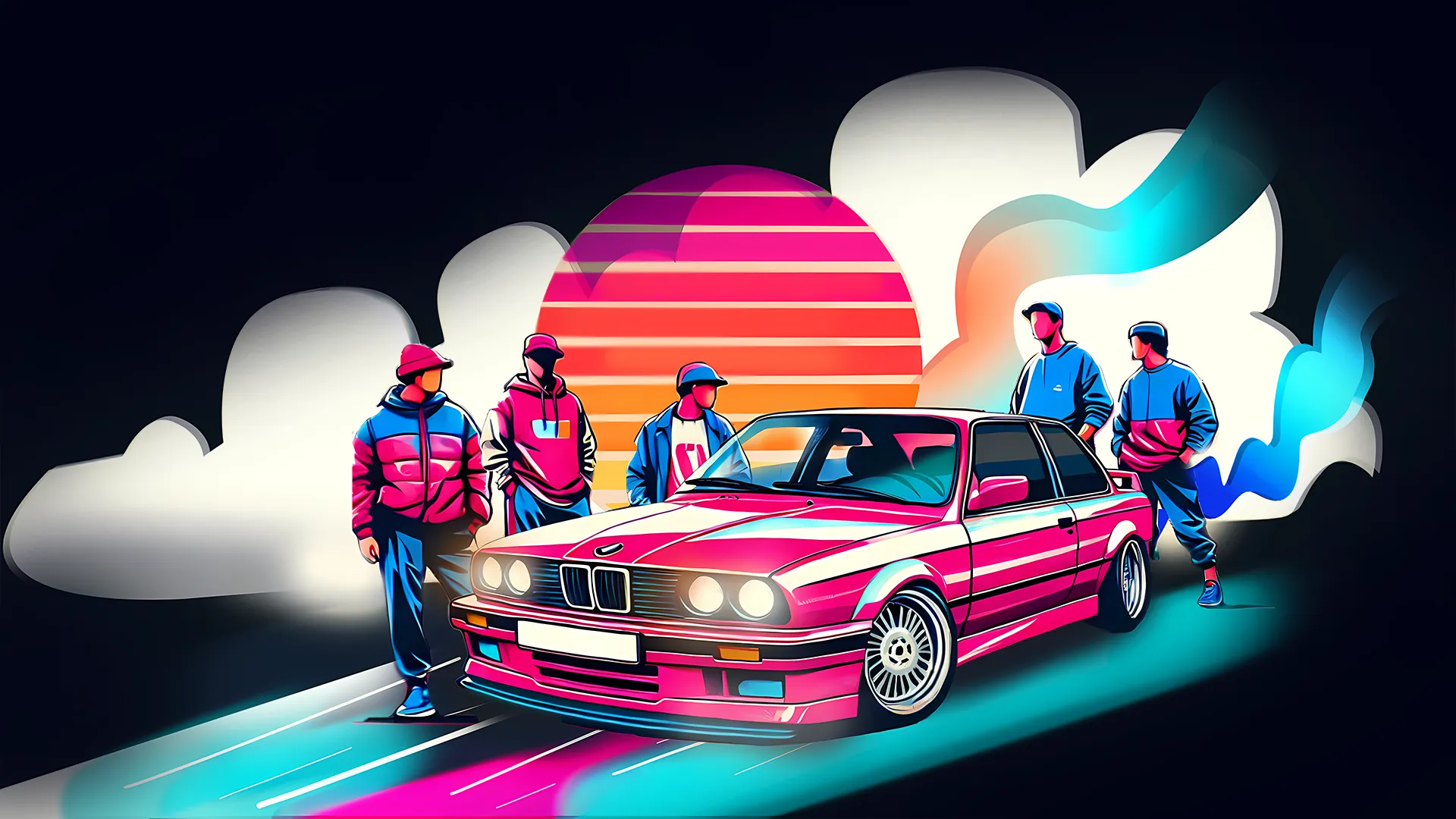 digitální ilustrace bmw barevná